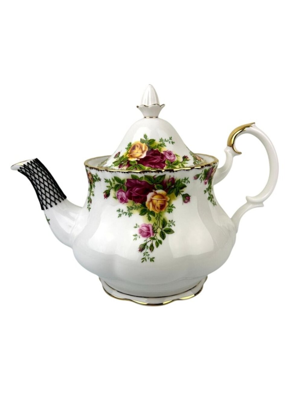 Royal Albert Old Country Roses Full Size Teapot 1962 Floral Gold England Tea VTG